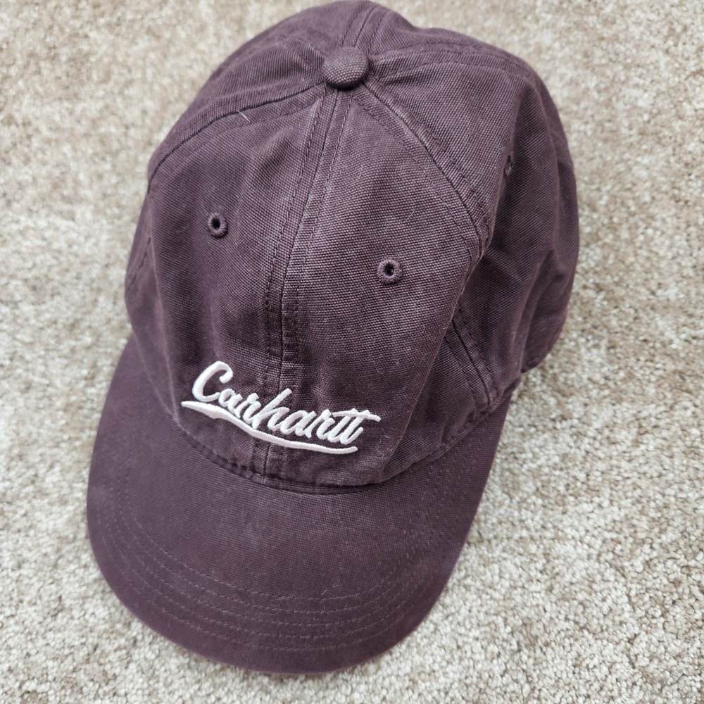 Carhartt Womens Canvas Script Logo Baseball Cap Burgundy Adjustable Hat